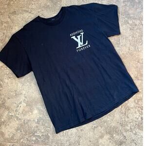 Assholes Live Forever Black Crewneck Short Sleeve T-Shirt, Men's size XL